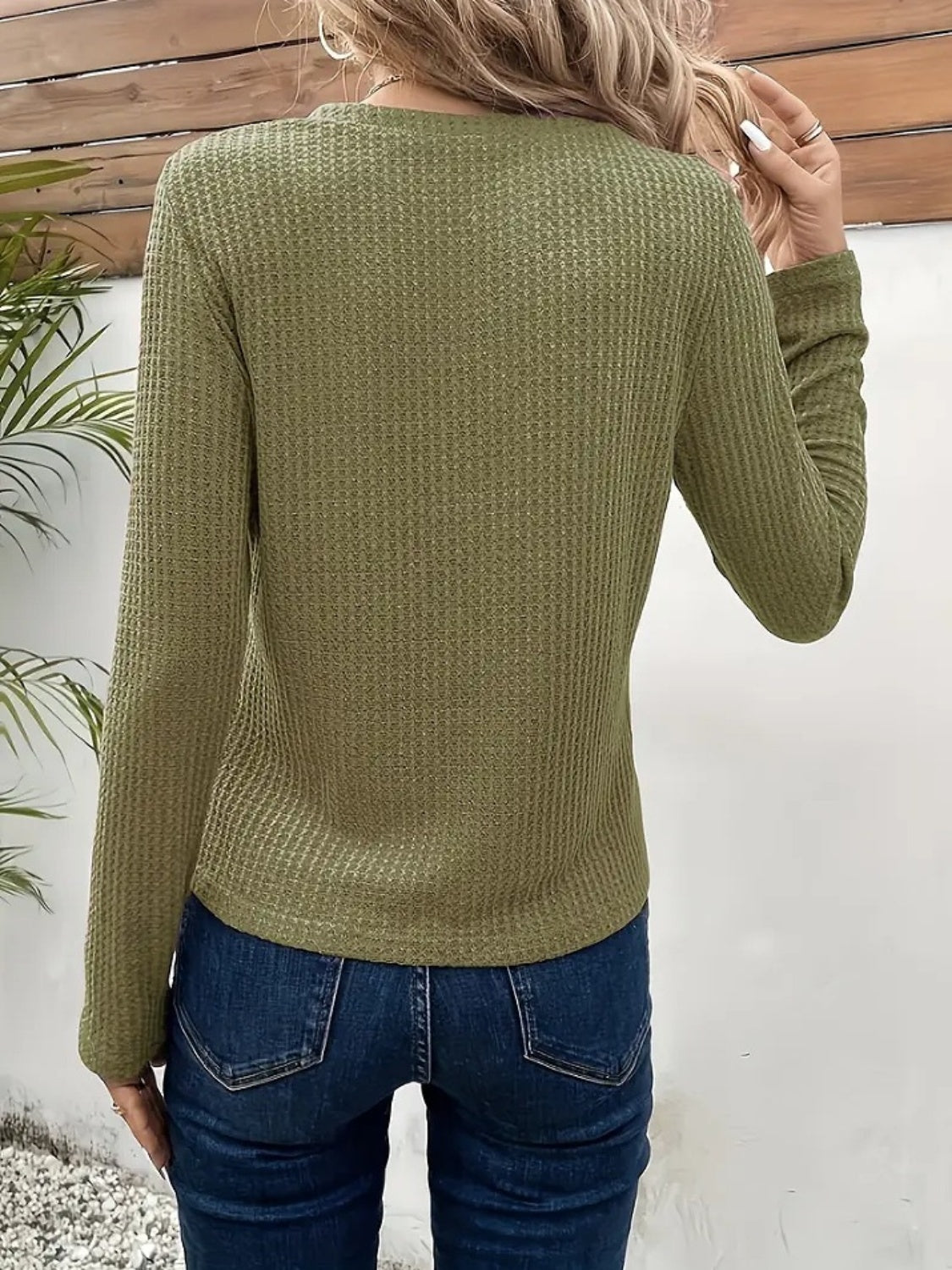 Notched Long Sleeve T-Shirt