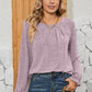 Ruched Round Neck Flounce Sleeve T-Shirt