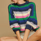 Contrast Striped Round Neck Long Sleeve Sweater