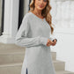 Ribbed Round Neck Long Sleeve T-Shirt