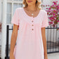 Eyelet Quarter Button Short Sleeve T-Shirt
