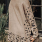 Slit Leopard Mock Neck Dropped Shoulder Sweater