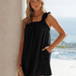 Full Size Frill Pocketed Square Neck Wide Strap Dress