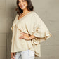 Ruffled V-Neck Half Sleeve Blouse