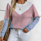 Color Block Round Neck Long Sleeve Sweater