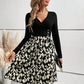 Printed Surplice Long Sleeve Dress