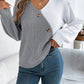 Two-Tone V-Neck Long Sleeve Sweater