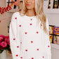 Heart Round Neck Long Sleeve Sweater