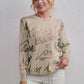 Drawstring Hem Letter Pattern Round Neck Dropped Shoulder Sweater