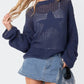 Star Round Neck Long Sleeve Knit Top