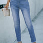 High Waist Raw Hem Skinny Jeans