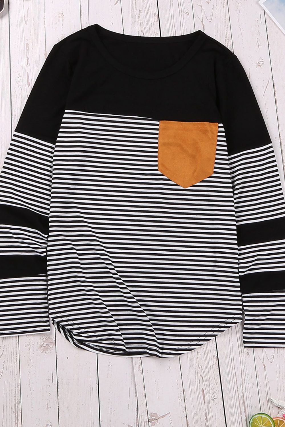 Striped Round Neck Long Sleeve T-Shirt