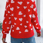 Heart Round Neck Long Sleeve Sweater