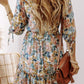 Printed V-Neck Half Sleeve Dress