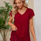 Ruched V-Neck Short Sleeve T-Shirt