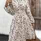 Printed Round Neck Long Sleeve Dress