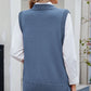 Buttoned Round Neck Sweater Vest