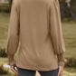 Ruched Notched Long Sleeve T-Shirt