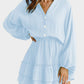 Ruffled Notched Balloon Sleeve Mini Dress