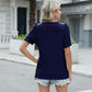 Textured Notched Short Sleeve Blouse