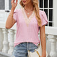 Eyelet V-Neck Petal Sleeve T-Shirt