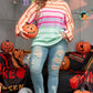 Plus Size Striped Round Neck Long Sleeve Sweater