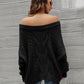 Cable Knit Openwork Off-Shoulder Sweater