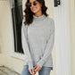 Heathered Slit High-Low Long Sleeve Top