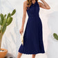 Swiss Dot Tie Neck Sleeveless Dress