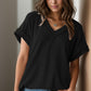 Textured V-Neck Short Sleeve Top