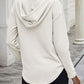 Drawstring Waffle Knit Long Sleeve Hooded Top