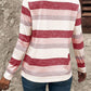 Contrast Striped V-Neck Long Sleeve T-Shirt