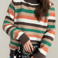 Contrast Stripes Turtleneck Long Sleeve Sweater