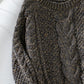 Cable Knit Round Neck Cold Shoulder Sweater