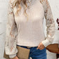 Round Neck Lace Patchwork Long Sleeve Top