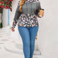 Plus Size Leopard Dropped Shoulder Long Sleeve Hoodie