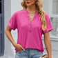 Eyelet Notched Short Sleeve T-Shirt