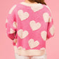 Valentine’s Day Fuzzy Heart Round Neck Long Sleeve Sweater