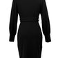 Slit V-Neck Long Sleeve Knee Length Dress