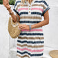 Striped V-Neck Short Sleeve Dress