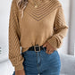 Openwork Round Neck Long Sleeve Knit Top