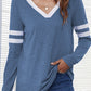 Heathered V-Neck Long Sleeve T-Shirt