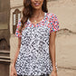 Leopard Tassel Tie Short Sleeve Top
