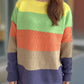 Color Block Round Neck Long Sleeve Sweater