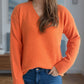 V-Neck Dropped Shoulder Long Sleeve Sweater