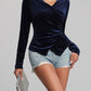 Ruched Surplice Long Sleeve Top