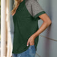 Full Size Contrast Round Neck Short Sleeve T-Shirt