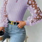 Textured Applique Long Sleeve Blouse