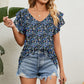 V-Neck Short Sleeve Blouse