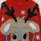 Reindeer Round Neck Dropped Shoulder Sweater